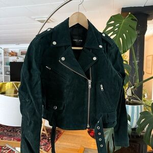 Obey Women's Dark Green Leather Jacket